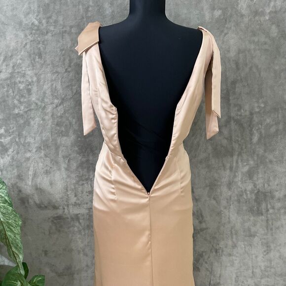 Lulus Formal Maxi Dress Shining Glory women’s size S Champagne Beige Blush? Gown - Picture 5 of 11